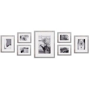 Gallery Perfect 7 Pc Grey Wash Photo Frame Gallery Kit Decorative Art Prints Set
